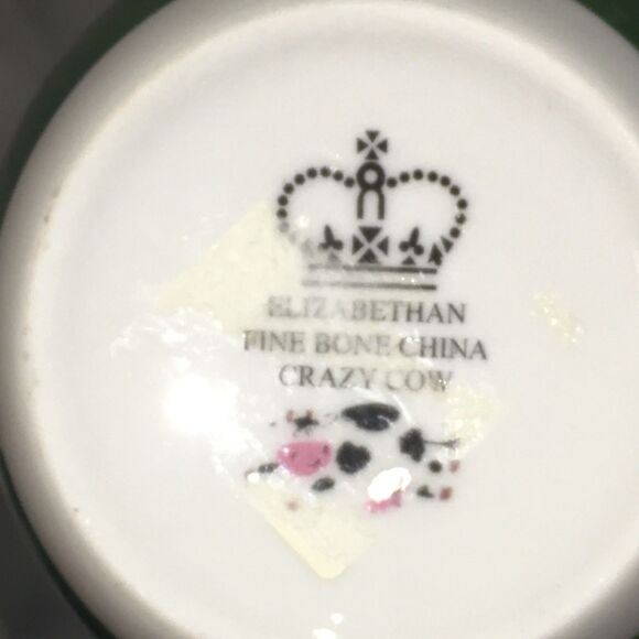 Elizabethan Fine Bone China Green Crazy Cow 12 oz coffee tea Mug Vienna - Picture 3 of 4